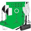 EMART 3m x 2m Background Support System with Ring Light, Include 3 Color Backdrops, Umbrella and Softbox Lighting Kit for Photography Photo Studio Video Shooting Product Portrait