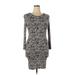 Forever 21 Casual Dress - Bodycon Crew Neck 3/4 sleeves: Gray Dresses - Women's Size X-Large