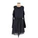 MICHAEL Michael Kors Casual Dress - A-Line Scoop Neck 3/4 sleeves: Blue Solid Dresses - Women's Size Medium