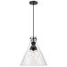 Newton Cone 18" Wide 3 Light Matte Black Cord Hung Pendant With Clear