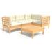 Latitude Run® Kymel 25" Long Pine Slat Seat w/ Cushions Wood/Solid Wood in Brown | 24.6 H x 25 W x 25 D in | Outdoor Furniture | Wayfair