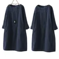 Chic Lady Spring Dress Solid Color Match Shoes Pullover Robe Large Size Spring Dress