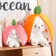 20cm Kawaii Funny Carrot Rabbit Plush Toy Bunny with Strawberry Stuffed Animal Soft Doll Sleeping