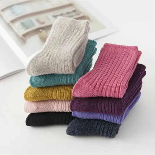4 paare/los Winter Kinder Dicke Socken Warme Wolle Baby2-12Years Mädchen Jungen Feste Socken