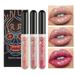 3Pcs Halloween Liquid Glitter Lipstick Lip Stain Shining Lipgloss Matte Glitter Liquid Lipsticks Gift Set Long Lasting Waterproof Lip Gloss Set Makeup Lipsticks for Women (Pink Gold Rose Red)