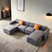 Modular Sectional Sofa Convertible U Shaped Couch with Reversible Chaise, Sleeper Sofa Sets with 2 Pillows for Living Room, GREY