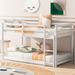 Twin over Twin Low Bunk Bed with Ladder & Guardrail, Pine Wood Bunk Bed Frame Wood Slat Support (No Box Spring Needed)