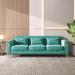 American Blue Deep Seats Sofa Velvet Straight Row Sectional Sofa w/ Pillows & Square Arms, Recliner Couch for Living Room