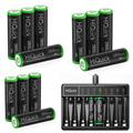 HiQuick Pre-Charged 2800mAh AA Rechargeable Batteries (12 Pack) and 8-Bay Fast Charging AA Battery Charger for NIMH NiCd