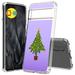 TalkingCase Hybrid Phone Cover Compatible for Google Pixel 8 Pro Xmas Tree Print w/ Glass Screen Protector Acrylic Back Raised Edges USA
