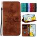 Dteck for Samsung Galaxy S22 Ultra Wallet Case Premium PU Leather Embossed Pattern Folio Flip Case with Card Holders Wrist Strap Kickstand Folio Purse Cover for Samsung Galaxy S22 Ultra Brown Lily
