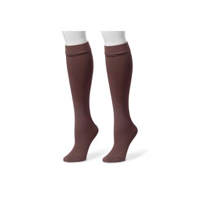 Plus Size Women's 2 Pack Fleece Lined Knee High Socks by MUK LUKS in Brown (Size S/M)