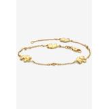 Women's Beaded Elephant 18K Gold-Plated Sterling Silver Station Ankle Bracelet 10" by PalmBeach Jewelry in Gold