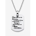 Women's Stainless Steel Serenity Prayer Dog Tag Pendant (22Mm) With 20 Inch Chain by PalmBeach Jewelry in Stainless Steel