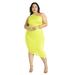 Plus Size Women's Ruched One Shoulder Dress by ELOQUII in Acid Lime (Size 16)
