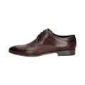 bugatti Herren Klassischer Business Halbschuh aus Leder, Derby mit Querkappe und Perforation, Dark Brown, 42 EU