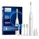 Hyslor Electric Toothbrush for Adults with Pressure Sensor, Rechargeable Sonic Toothbrushes 3 Hours Fast Charging for 80 Days Using, Power Electronic Tooth Brush 5 Modes with 4 Brush Heads, White