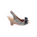 Naya Wedges: Slip-on Chunky Heel Feminine Gray Shoes - Women's Size 9 1/2 - Open Toe