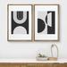IDEA4WALL Mid Century Modern Boho Black & White Semi Circle Arches Abstract Shapes Minimalist On Canvas 2 Pieces Print | Wayfair