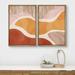 IDEA4WALL Mid-Century Pastel Orange Pink Brown Color Waves Abstract Shapes Modern Chic On Canvas 2 Pieces Print | 24 H x 32 W x 1.5 D in | Wayfair