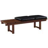 Wildon Home® Anjalika Bench Solid + Manufactured Wood/Wood/Upholstered/Leather/Genuine Leather in Black/Brown/Green | Wayfair