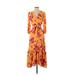 Color Me Courtney Casual Dress - Midi: Yellow Floral Dresses - Women's Size X-Small