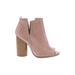 Qupid Heels: Pink Print Shoes - Women's Size 8 - Open Toe