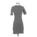 T by Alexander Wang Casual Dress - Bodycon Mock Short sleeves: Gray Print Dresses - Women's Size Small