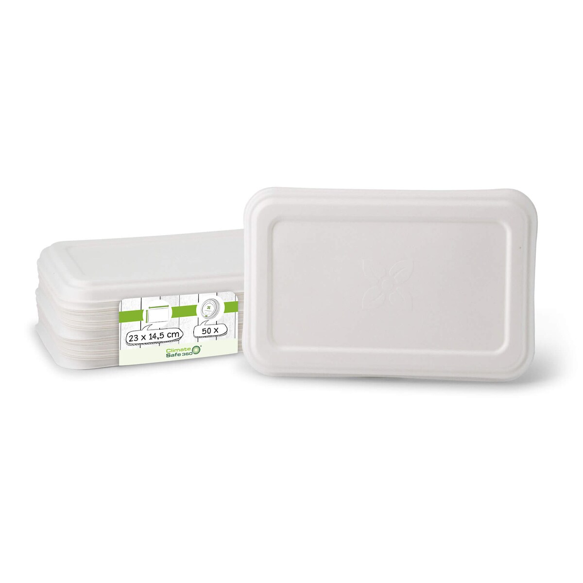 greenbox - Zuckerrohr Deckel 23 x 14,5 cm, rechteckig (f. Menü-Schalen 1.000 ml), 50 St. Image