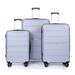 Luggage Sets, Horizontal Sag Design 3-Piece Luggage with TSA Lock and Smooth-rolling Wheels,Silver