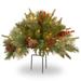 Pre-lit Artificial Christmas Tree Feel Real Urn Filler, Flocked with Mixed Decorations Strung LED Lights with Stand