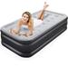 Twin Air Mattress Inflatable Airbed with Built in Pump Quick Self-Inflation Comfortable Top Surface Blow Up Bed for Home Portable Camping Travel 75 x 40 x 18 Durable Portable Waterproof Black