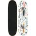 Seamless cute tropical animals Outdoor Street Sports 31 x8 Complete Skateboards for Beginner Kids Boys Girls Youths Adult