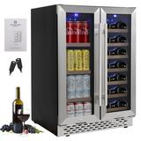 Towallmark 40 Bottle Wine Cooler Double Area Built-In Or Free-Standing Beverage Refrigerator Individual Temperature Control Perfect Free-Standing Wine Cabinet For Bar Restaurant Kitchens