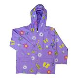 Childrens Lavender Flower Rain Coat - Size 10