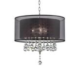 Dual Fabric Shade Ceiling Lamp with Hanging Crystal Accent Clear & Black