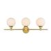 28 in. Elegant Furniture Lighting Cordelia 3 Lights Wall-Mounted Bath Sconce Light Brass