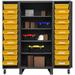 12 Gauge 6 Door Shelves Lockable Cabinet with 16 Yellow Tilt Bins & 1 Adjustable Shelf & 4 Drawers - Gray - 36 in.