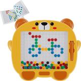 Magnetic Drawing Board for Toddlers Colorful Magnet Beads Drawing Board with Magnetic Pen and Cards Montessori Educational Preschool Toy Fun Travel Toys for Boys Girls Over 3 Years Old