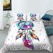 Luxury White Bedding Cover Set 3D Dream Catcher Printed Quilt Cover Set with Pillowcase Twin (68 x86 )