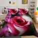 Hot Sale Luxury Colorful Rose Painting Duvet Cover Set Home Textiles Bedding Cover Set with Pillowcase California King(98 x104 )