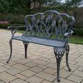 Oakland Living Tulip Cast Aluminum 44 in. Antique Pewter Curved Loveseat Bench