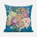 Friendship Bouquet Throw Pillow with Removable Cover in Blue Pink Peach 16x16