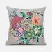 Friendship Bouquet Throw Pillow with Removable Cover in Gray Pink Green 18x18