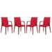 35 x 16 in. Weave Mace Indoor & Outdoor Chair with Arms Red - Set of 4