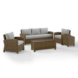 144 x 93.75 x 32.50 in. Bradenton Outdoor Wicker Sofa Set - Sofa Coffee Table Side Table & 2 Arm Chairs Gray & Weathered Brown - 5 Piece