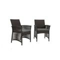 2 Piece Outdoor Steel Frame Sofa Set Rattan Furniture Arm Chairs with Cushions