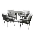 30 in. Andover All-Weather Outdoor Bistro Set with Four Rope Chairs & Table Gray