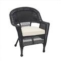 Black Wicker Chair With Tan Cushion - All-Weather Resin Wicker Steel Frame