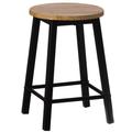 17.5 High Wooden Black Round Bar Stool with Footrest for Indoor and Outdoor